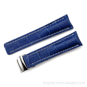 BR-06 Good Quality Handmade Blue leather watch with steel buckle